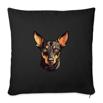 Manchester Terrier Dog Breed Watercolor Cartoon Ka - Sofa pillowcase 17,3'' x 17,3'' (45 x 45 cm) - black - Front