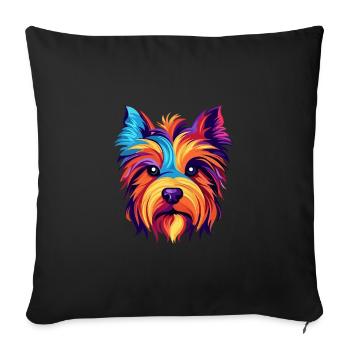 Silky Terrier Hunderasse Aquarell Karikatur Kawaii - Sofakissenbezug 45 x 45 cm - Schwarz - Vorne