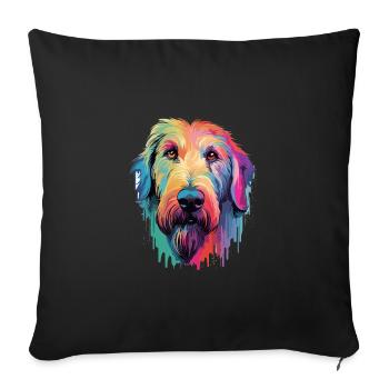 Irish Wolfhound Dog Breed Watercolor Cartoon Kawai - Sofa pillowcase 17,3'' x 17,3'' (45 x 45 cm) - black - Front