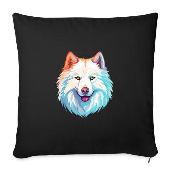 Samoyède chien race aquarelle dessin animé Kawaii Colorf - Housse de coussin décorative 45 x 45 cm - noir - Devant