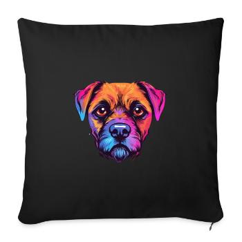 Border Terrier Dog Breed Watercolor Cartoon Kawaii - Sofa pillowcase 17,3'' x 17,3'' (45 x 45 cm) - black - Front