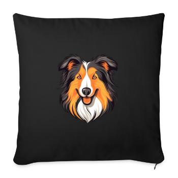 Collie Dog Breed Watercolor Cartoon Kawaii Colorfu - Sofa pillowcase 17,3'' x 17,3'' (45 x 45 cm) - black - Front