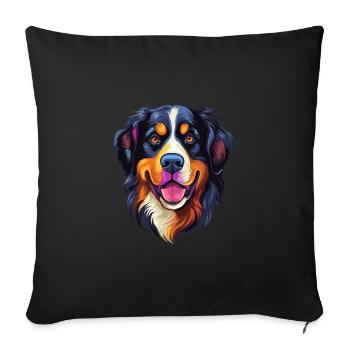 Berner Sennenhund Rasse Aquarell Karikatur Kawa - Sofakissenbezug 45 x 45 cm - Schwarz - Vorne