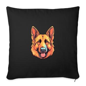 German Shepherd Dog Breed Watercolor Cartoon Kawai - Sofa pillowcase 17,3'' x 17,3'' (45 x 45 cm) - black - Front