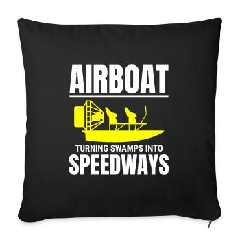 Bateau gonflable Fanboat Bateau hydroglisseur Bateau des marais - Housse de coussin décorative 45 x 45 cm - noir - Devant