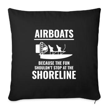 Bateau gonflable Fanboat Bateau hydroglisseur Bateau des marais - Housse de coussin décorative 45 x 45 cm - noir - Devant