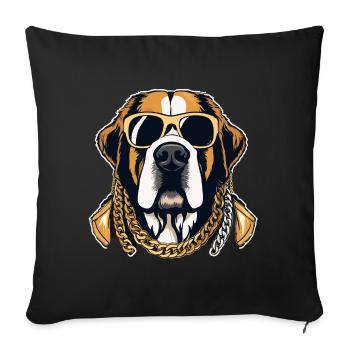 Saint Bernard Gangsta Gangster chien cadeau - Housse de coussin décorative 45 x 45 cm - noir - Devant