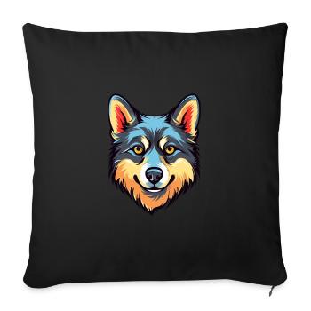 Alaska Klee Kai chien race aquarelle dessin animé Kawa - Housse de coussin décorative 45 x 45 cm - noir - Devant