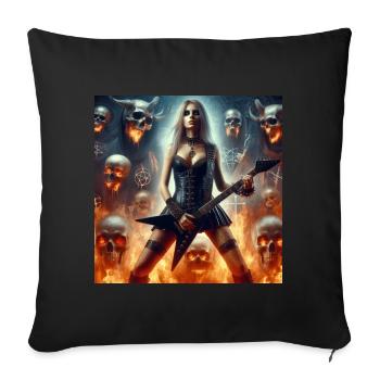 Hell dominated by heavy metal - Sofa pillowcase 17,3'' x 17,3'' (45 x 45 cm) - black - Front