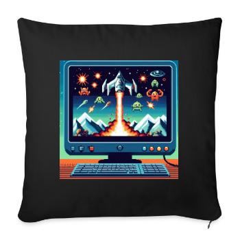 Retro Airplane Game - Sofa pillowcase 17,3'' x 17,3'' (45 x 45 cm) - black - Front