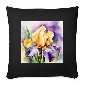 Iris iris purple orange | Watercolor Design - Sofa pillowcase 17,3'' x 17,3'' (45 x 45 cm) - black - Front