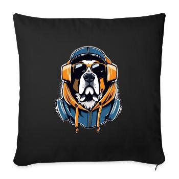 Bernhardiner Gangsta Gangster Hund Geschenk - Sofakissenbezug 45 x 45 cm - Schwarz - Vorne