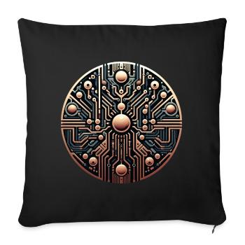 Logo futuriste du circuit Mandala - Housse de coussin décorative 45 x 45 cm - noir - Devant