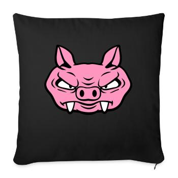 Böse Wildsau Wildschwein Gefährlich Comic Schwein - Sofakissenbezug 45 x 45 cm - Schwarz - Vorne