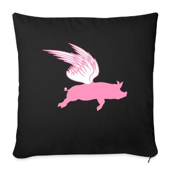 When Flying Wings Flying Pigs Can Fly - Sofa pillowcase 17,3'' x 17,3'' (45 x 45 cm) - black - Front