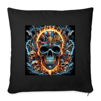 Crâne de métal lourd - Housse de coussin décorative 45 x 45 cm - noir - Devant