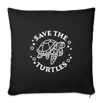 Sauver les tortues protection animaux marins - Housse de coussin décorative 45 x 45 cm - noir - Devant
