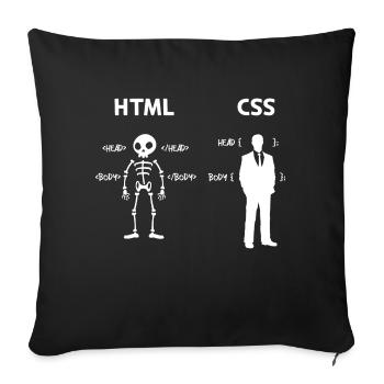 Code Css C++ Php Java Développeur Code Scripting - Housse de coussin décorative 45 x 45 cm - noir - Devant