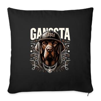Cadeau de chien Gangsta Gangster Labrador brun - Housse de coussin décorative 45 x 45 cm - noir - Devant