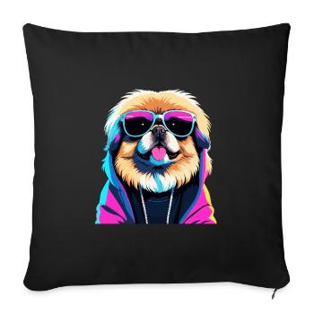 Pekingese Gangster Next Level Lion Dog Dog Gesch - Sofa pillowcase 17,3'' x 17,3'' (45 x 45 cm) - black - Front