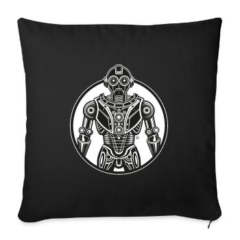 Robot Rétro Circulaire - Housse de coussin décorative 45 x 45 cm - noir - Devant