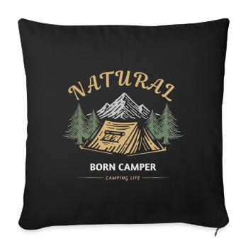 Campeur né Vie de camping - Housse de coussin décorative 45 x 45 cm - noir - Devant