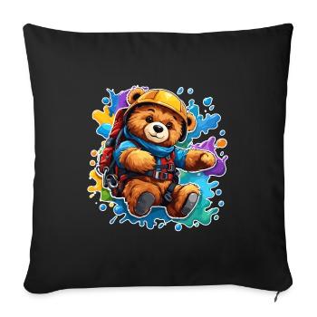 Ours en peluche / Peluche / Animal en peluche / Idée cadeau - Housse de coussin décorative 45 x 45 cm - noir - Devant