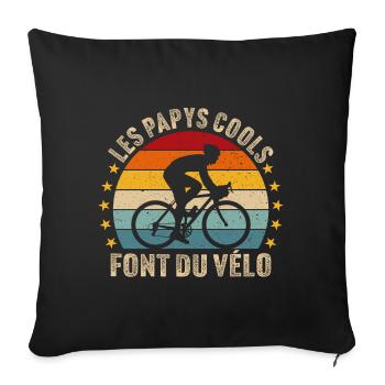Cyclisme Amusant Vélo Les Papys Cools Font Du Vélo - Housse de coussin décorative 45 x 45 cm - noir - Devant