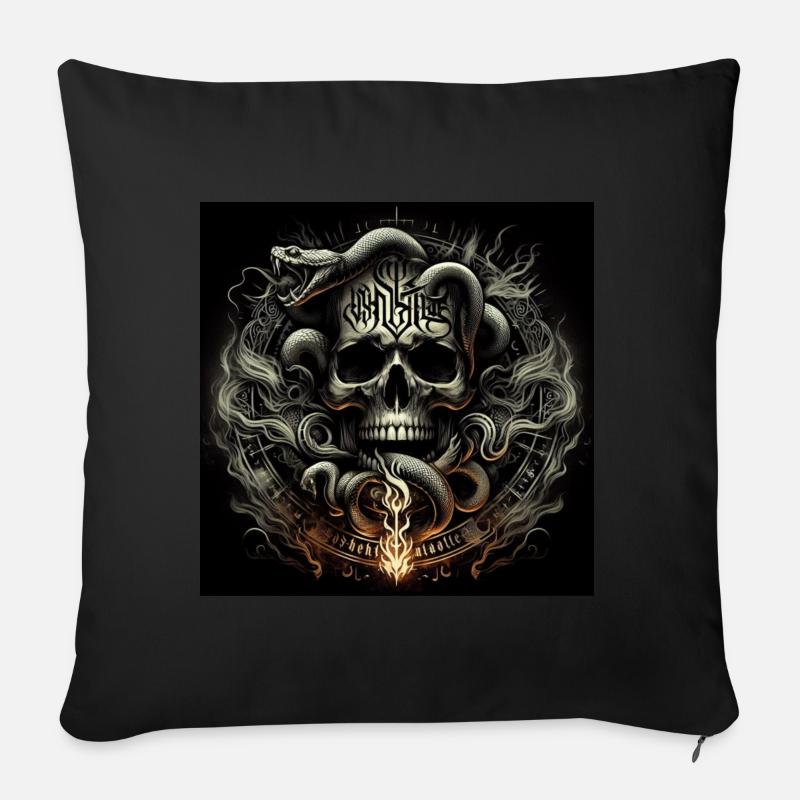 Totenkopf und Schlangen - Sofakissenbezug 45 x 45 cm - Schwarz