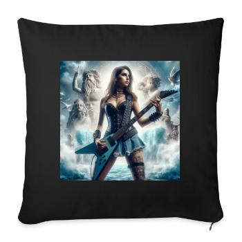 Guitariste avec Poséidon - Housse de coussin décorative 45 x 45 cm - noir - Devant
