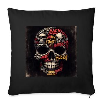Crâne en métal lourd - Housse de coussin décorative 45 x 45 cm - noir - Devant