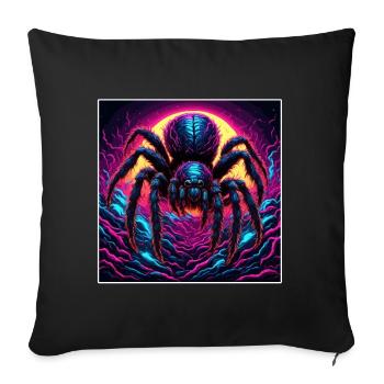 Araignée / Toile / Animal de compagnie / Reptile / Huit pattes - Housse de coussin décorative 45 x 45 cm - noir - Devant