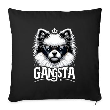 Pomeranian Spitz Gangsta Gangster Dog Gift - Sofa pillowcase 17,3'' x 17,3'' (45 x 45 cm) - black - Front