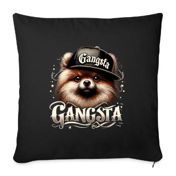 Pomeranian Spitz Gangsta Gangster Dog Gift - Sofa pillowcase 17,3'' x 17,3'' (45 x 45 cm) - black - Front