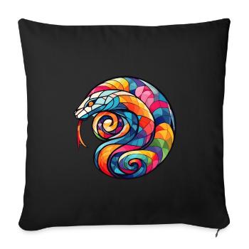 Colorful Spiral Snake - Sofa pillowcase 17,3'' x 17,3'' (45 x 45 cm) - black - Front