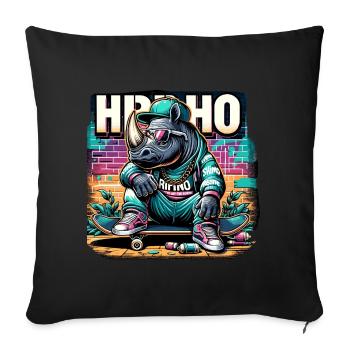 Cool Rhino Hip Hop Skater Shirt - Sofa pillowcase 17,3'' x 17,3'' (45 x 45 cm) - black - Front