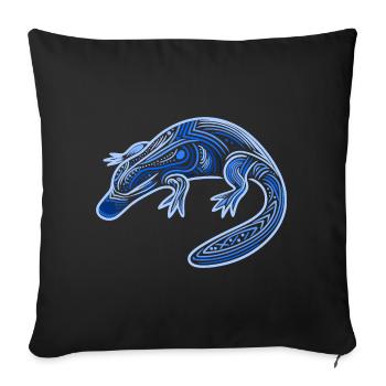 ornithorynque motifs aborigènes tribal bleu - Housse de coussin décorative 45 x 45 cm - noir - Devant