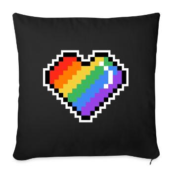 Pixel Rainbow Heart - Sofa pillowcase 17,3'' x 17,3'' (45 x 45 cm) - black - Front