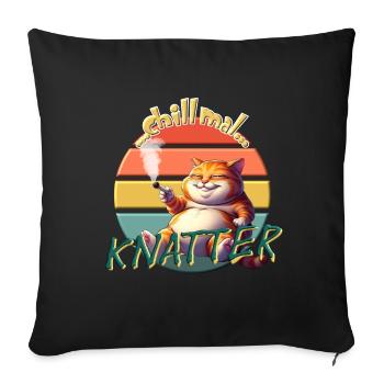 Chill Cat : Conception de t-shirt à hochet amusant - Housse de coussin décorative 45 x 45 cm - noir - Devant