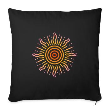 soleil motifs tribal jaune rouge rose - Housse de coussin décorative 45 x 45 cm - noir - Devant