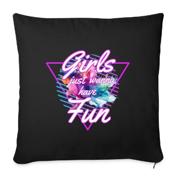 Girls Just Wanna Have Fun 80s - Housse de coussin décorative 45 x 45 cm - noir - Devant