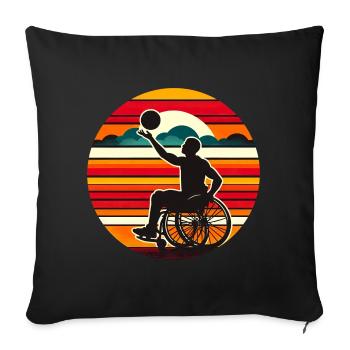 Basketball en fauteuil roulant Basketball - Housse de coussin décorative 45 x 45 cm - noir - Devant