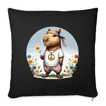 Capybara Hippie Peace - Sofa pillowcase 17,3'' x 17,3'' (45 x 45 cm) - black - Front
