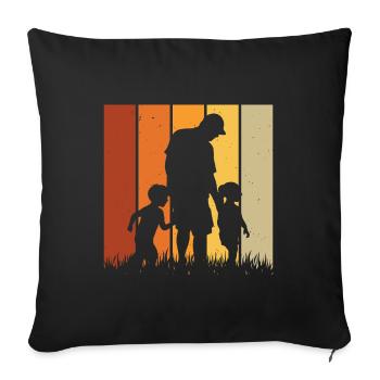 Father and daughter Father and son - Sofa pillowcase 17,3'' x 17,3'' (45 x 45 cm) - black - Front