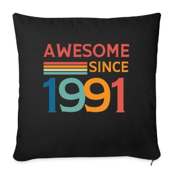 Awesome since 1991 - Housse de coussin décorative 45 x 45 cm - noir - Devant