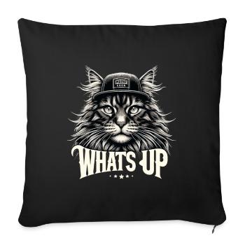 Maine Coon Cat Cool What's Up Gift - Sofa pillowcase 17,3'' x 17,3'' (45 x 45 cm) - black - Front