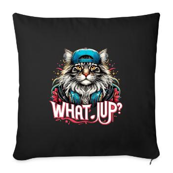 Maine Coon Cat Cool What's Up Gangster Gift - Sofa pillowcase 17,3'' x 17,3'' (45 x 45 cm) - black - Front