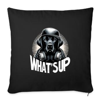 Black Labrador Gangster What's Up Gift - Sofa pillowcase 17,3'' x 17,3'' (45 x 45 cm) - black - Front