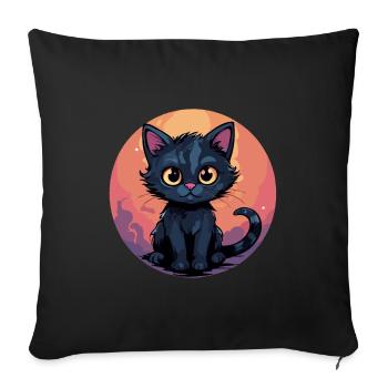 Mondscheinkätzchen im Sonnenkreis - Sofakissenbezug 45 x 45 cm - Schwarz - Vorne