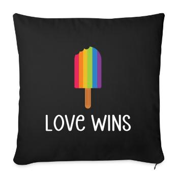 LGBTQ Pride Month - Love Wins - Sofa pillowcase 17,3'' x 17,3'' (45 x 45 cm) - black - Front